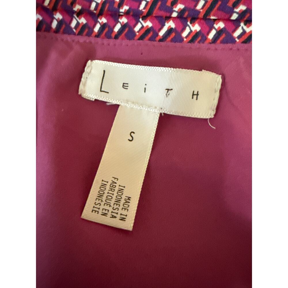 Leith Bias Women's Pink Purple Silk Satin Geometric Print Midi A-Line Skirt S - Picture 4 of 5